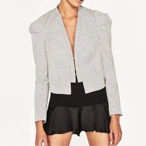 Zara navy and ivory pin stripe blazer